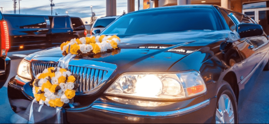 Limousine Decorated for Wedding in Edmonton